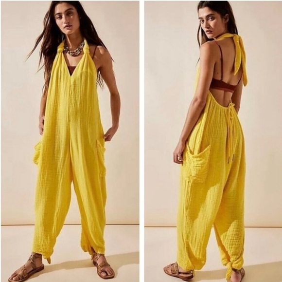 New!Free People‎ Knot It Up Low Back Jumpsuit